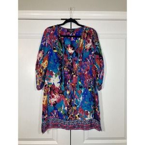 Frathers by Tolani Anthropologie Boho Vibrant Art To Wear Tunic Top Dress Medium